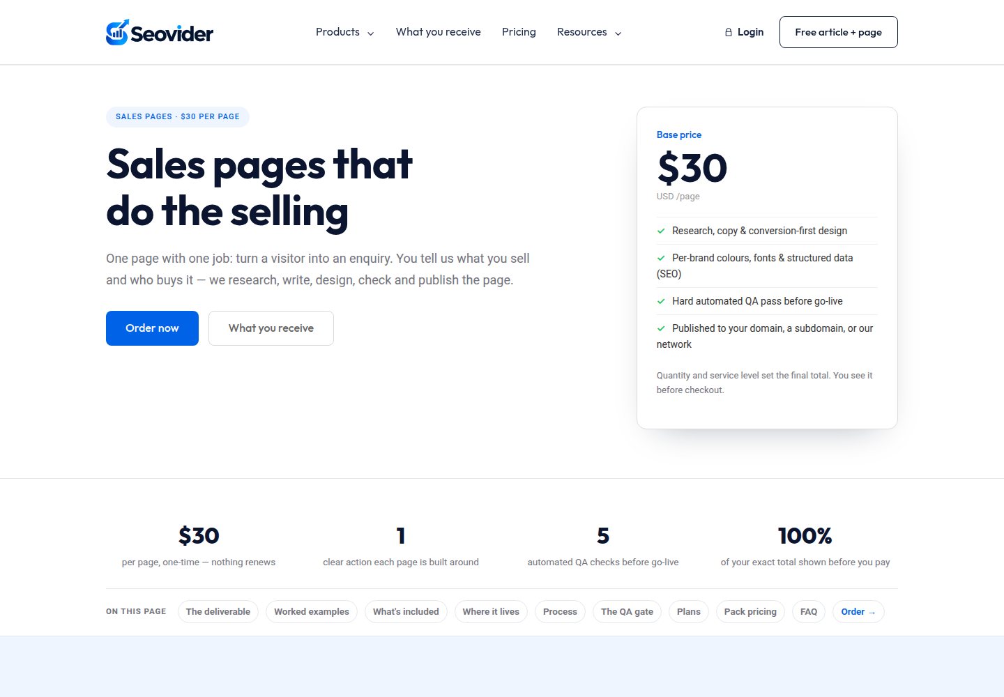 Sales pages that ask for the job